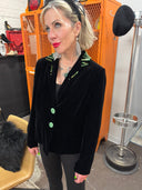 Luxury Punk Velvet Jacket - Apple Green Buttons & Cameo Sequin Skull - Reckless Swagger
