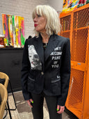 Marilyn Legends Never Die Black Blazer - Edgy Zipper Details & Hollywood Glamour - Reckless Swagger