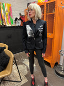 Marilyn Legends Never Die Black Blazer - Edgy Zipper Details & Hollywood Glamour - Reckless Swagger