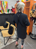 Matrix - Style Black Double Button Coat with Tattooed Marilyn Insert & Bondage Straps - Reckless Swagger