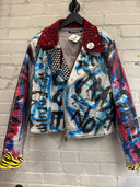 Metallic Vegan Warning Battle Jacket - Reckless Swagger