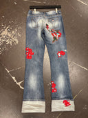 Miss Sixty Floral Flip Tommy Flare Jeans - Unique Vintage - Inspired Denim - Reckless Swagger