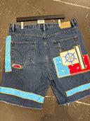 Nautical Patchwork Denim Shorts - Festival Ready Style - Reckless Swagger