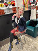 Navy Sateen Blazer reworked 'IT'S A FILTHY WORLD WITH LIVE IN" insert - Reckless Swagger