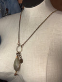 Necklace - Amazonite and charms on long Fire Torched Copper chain - Reckless Swagger