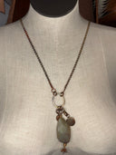 Necklace - Amazonite and charms on long Fire Torched Copper chain - Reckless Swagger