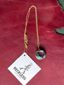 Necklace - Aqua drop in gold on gold chain - Reckless Swagger