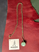 Necklace - Aventurine drop on seed bead chain - Reckless Swagger