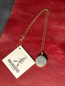 Necklace - Black stone in antique gold on ag chain - Reckless Swagger