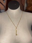 Necklace - Gold Key on long gold small Rolo chain - Reckless Swagger