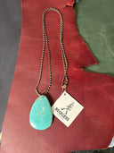 Necklace - Large aqua Howlite drop on seed bead chain - Reckless Swagger
