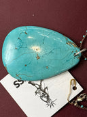 Necklace - Large aqua Howlite drop on seed bead chain - Reckless Swagger