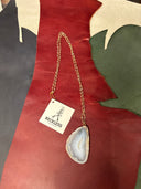 Necklace - Large Druzy Quartz drop on gold moonstone chain - Reckless Swagger