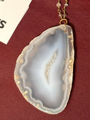 Necklace - Large Druzy Quartz drop on gold moonstone chain - Reckless Swagger