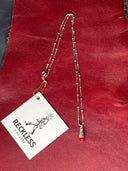 Necklace - Red Tibetan drop on silver chain - Reckless Swagger