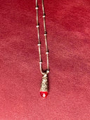 Necklace - Red Tibetan drop on silver chain - Reckless Swagger