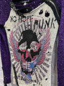 No Hope Purple Sweater Sequin Skull Punk Top - Reckless Swagger
