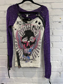 No Hope Purple Sweater Sequin Skull Punk Top - Reckless Swagger