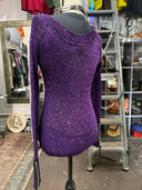 No Hope Purple Sweater Sequin Skull Punk Top - Reckless Swagger