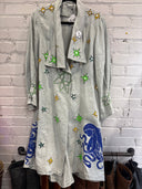 Octopus & Stars Hand-Painted Linen Coat - Reckless Swagger