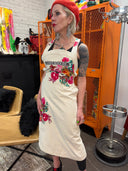 Off - White Denim Pinafore - Legend Never Dies Heroes Statement Dress - Reckless Swagger