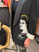 Oversized Boyfriend Tuxedo Jacket - Japanese Geisha Art Front & Back - Reckless Swagger