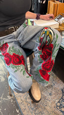 Painted and Patched Flowers & Birds Trouser Jeans - Reckless Swagger