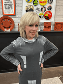 Painted Grey Maxi Punk Dress - Exclamation Mark Statement Piece - Reckless Swagger