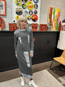 Painted Grey Maxi Punk Dress - Exclamation Mark Statement Piece - Reckless Swagger
