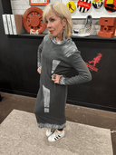 Painted Grey Maxi Punk Dress - Exclamation Mark Statement Piece - Reckless Swagger