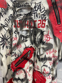 Painted T-shirt with Red Vegan Leather Zippers - Reckless Swagger