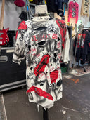 Painted T-shirt with Red Vegan Leather Zippers - Reckless Swagger