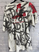 Painted T-shirt with Red Vegan Leather Zippers - Reckless Swagger