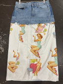 Pin - up Pocket Denim Skirt - Vintage Style Festival Wear - Reckless Swagger