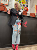 Pinch Jacket & Jeans Suit - Custom Black Jacket Denim Statement Set - Reckless Swagger