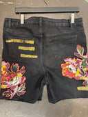 Pink Flower Gold Mesh Shorts - Festival Denim - Reckless Swagger
