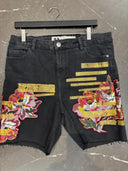 Pink Flower Gold Mesh Shorts - Festival Denim - Reckless Swagger