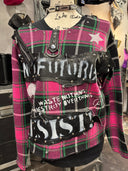 Pink Plaid No Future Resist Punk Zip - Reckless Swagger