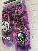 Pink Purple Denium Shorts Chaos A - Reckless Swagger