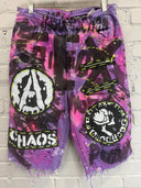 Pink Purple Denium Shorts Chaos A - Reckless Swagger