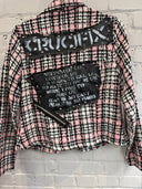 Plaid Tweed Crass Punk Blazer Pins & Leather Zips - Reckless Swagger