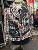 Plaid Tweed Crass Punk Blazer Pins & Leather Zips - Reckless Swagger