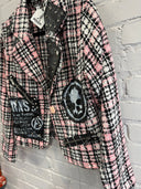 Plaid Tweed Crass Punk Blazer Pins & Leather Zips - Reckless Swagger