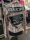 Plaid Tweed Crass Punk Blazer Pins & Leather Zips - Reckless Swagger