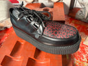 Platform Black 2-Tone Contrast Red Pony Stitch Leather Creeper - Reckless Swagger