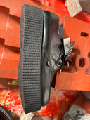 Platform Black 2-Tone Contrast Red Pony Stitch Leather Creeper - Reckless Swagger