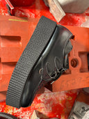 Platform Black 2-Tone Contrast Red Pony Stitch Leather Creeper - Reckless Swagger