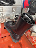 Platform Lace Combat Black Leather Boot Metal Cap Toe - Reckless Swagger