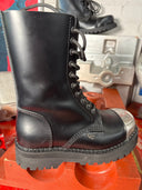 Platform Lace Combat Black Leather Boot Metal Cap Toe - Reckless Swagger