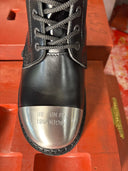 Platform Lace Combat Black Leather Boot Metal Cap Toe - Reckless Swagger